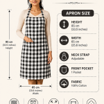 Stylish Black White Checked Cooking Apron for Women & Men