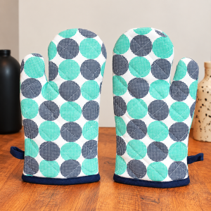 Cotton Oven Mitts Set of 2 – Quilted Kitchen Gloves for Cooking & Baking – Multicolor – 7 × 13 Inches | CRAZYWEAVES