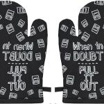Oven Mitt 100% Cotton Heat Resistant Cooking Gloves with Loop Baking Barbeque, Handling Hot Pan(7 Inch x 13 Inch)(Black Letter Print)
