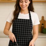 Crazyweaves 100% Cotton Attractive Black Big Check Apron