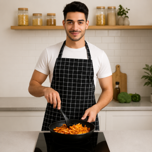 Crazyweaves 100% Cotton Attractive Black Big Check Apron