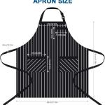 Premium Black Pinstripe Cotton Kitchen Apron for Women and Men with Adjustable Neck and Double Front Pockets