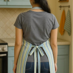 chef cotton kitchen apron for women and men 100% Cotton apron with double pockets washable thick cotton apron blue stripe with big center pocket