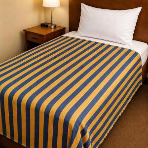 Premium Blue & Mustard Striped Cotton Single Bedsheet (60 × 90 Inches) Comfortable & Stylish | Soft, Breathable & Fade Resistant | CRAZYWEAVES
