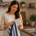 Crazyweaves 100% Cotton Attractive Lavender Stripe Kitchen Towel