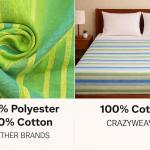 Modern Blue Stripe Single Bedsheet (60 × 90 Inches) | 100% Cotton | Soft & Comfortable | Fade Resistant & Easy Care | CRAZYWEAVES