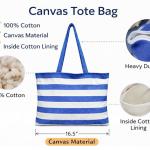 Blue & White Striped Cotton Tote Bag for Women | Reusable Shopping & Travel Bag-CRAZYWEAVES