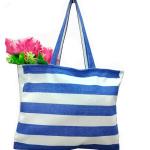 Blue & White Striped Cotton Tote Bag for Women | Reusable Shopping & Travel Bag-CRAZYWEAVES