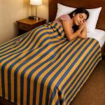 Premium Blue & Mustard Striped Cotton Single Bedsheet (60 × 90 Inches) Comfortable & Stylish | Soft, Breathable & Fade Resistant | CRAZYWEAVES