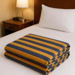 Premium Blue & Mustard Striped Cotton Single Bedsheet (60 × 90 Inches) Comfortable & Stylish | Soft, Breathable & Fade Resistant | CRAZYWEAVES