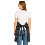 Premium Black Pinstripe Cotton Kitchen Apron for Women and Men with Adjustable Neck and Front Pocket
