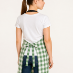 Premium Green & White Checkered Cotton Kitchen Apron for Women & Men | Adjustable Neck Chef Apron with Pocket | Cooking, Baking & Restaurant Apron | Crazyweaves
