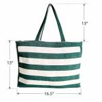 Green & White Striped Cotton Tote Bag for Women | Reusable Shopping & Travel Bag-CRAZYWEAVES
