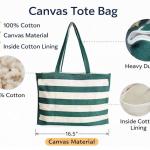 Green & White Striped Cotton Tote Bag for Women | Reusable Shopping & Travel Bag-CRAZYWEAVES