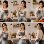 Stylish Black White Checked Cooking Apron for Women & Men
