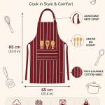 Brown Cotton Cooking Apron with Adjustable Neck Strap and Pocket