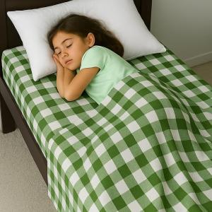 Modern Mint Green and White Gingham Checks Single Bedsheet | Premium Cotton | (60 x 90 ) Comfortable & Stylish | CRAZYWEAVES