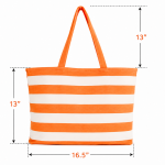 Orange & White Striped Cotton Tote Bag for Women |CRAZYWEAVES