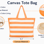 Orange & White Striped Cotton Tote Bag for Women |CRAZYWEAVES