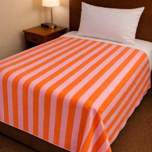Orange & Pink Striped Cotton Bedsheet | Soft, Breathable & Fade Resistant | Premium Single Bed Sheet by CRAZYWEAVES