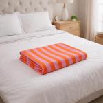 Orange & Pink Striped Cotton Bedsheet | Soft, Breathable & Fade Resistant | Premium Single Bed Sheet by CRAZYWEAVES