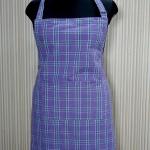 Royal Lavender Check Cotton Kitchen Apron for Women and Men with Adjustable Neck and Large Front Pocket