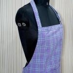 Royal Lavender Check Cotton Kitchen Apron for Women and Men with Adjustable Neck and Large Front Pocket