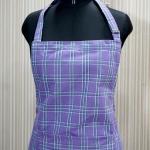 Royal Lavender Check Cotton Kitchen Apron for Women and Men with Adjustable Neck and Large Front Pocket