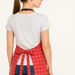 Premium Red Checkered Cotton Kitchen Apron for Women & Men | Adjustable Neck Chef Apron with Large Pocket | Cooking, Baking & BBQ Apron