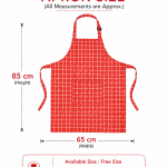 Premium Red Checkered Cotton Kitchen Apron for Women & Men | Adjustable Neck Chef Apron with Large Pocket | Cooking, Baking & BBQ Apron