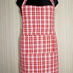 Premium Red & White Checkered Cotton Kitchen Apron for Women & Men | Adjustable Neck Chef Apron with Large Pocket | Cooking, Baking & BBQ Apron