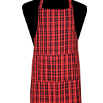 Premium Red & Black Checkered Cotton Kitchen Apron for Women & Men | Adjustable Neck Chef Apron with Pocket | BBQ, Cooking & Baking Apron | Crazyweaves