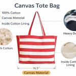 Red & White Striped Cotton Tote Bag for Women-CRAZYWEAVES