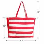 Red & White Striped Cotton Tote Bag for Women-CRAZYWEAVES