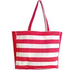 Red & White Striped Cotton Tote Bag for Women-CRAZYWEAVES