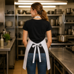 Premium White Cotton Kitchen Apron for Women and Men with Adjustable Neck and Front Pocket